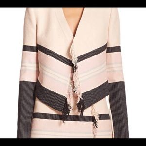 Bcbgmaxazria Walker Fringe Woven Jacquard Jacket
